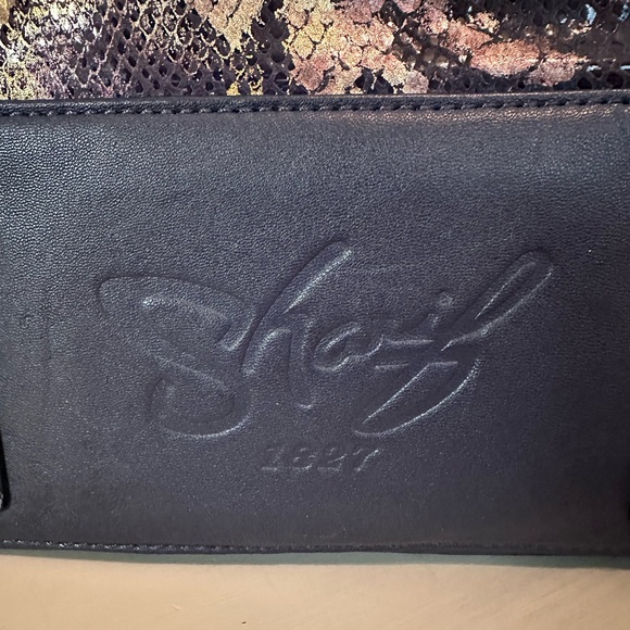 Sharif Original by Sharif dark blue leather and snake print satchel bag - Picture 10 of 14